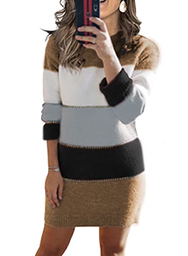 Jayscreate Women's Winter Sweater Dress Casual Long Sleeve Crew Neck Loose Shift Slim Fit Soft Warm Knit Elegant Dress