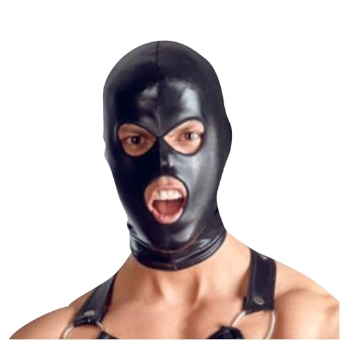 Rrongwn Herren Erotik Masken SM Bondage Sexspielzeug Für Paare Cosplay Sex Toy Wetlook Kopfmaske Verstellbare Leder Kopfbedeckung Leichter Maske Sexy Ledermaske