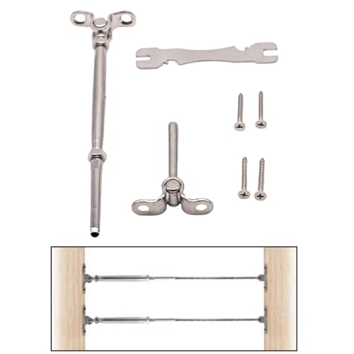 Set de tensor versátil para barandales, con diseño ajustable y acabado en acero inoxidable plateado miniatura 3