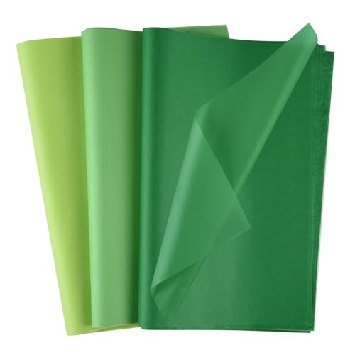 Morcheiong 60 Blatt Grünes Seidenpapier, Kunst-Geschenkverpackung, Seidenpapier, Großpackung, Geschenkverpackung, für DIY, Geburtstag, Hochzeit, Urlaub, Handwerk, Dekoration, Party, Festival