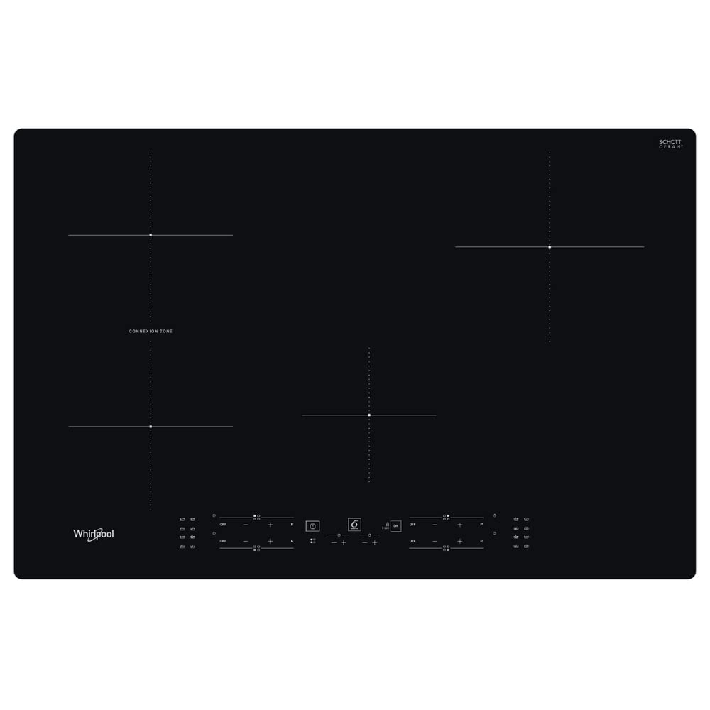 Whirlpool WB B4877 - Piano Cottura da 77 cm ad Induzione, Vetroceramica, N° 4 Fuochi, Nero