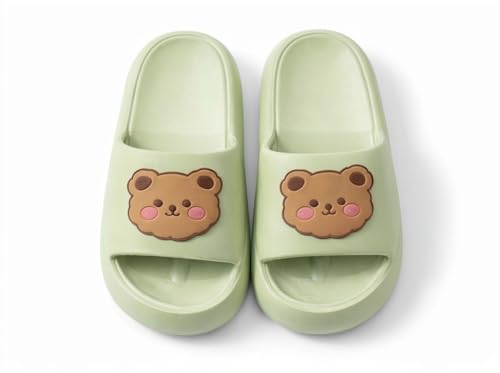 Image of Wolvesden Cute Bear Womens Slip-On Slides | Lightweight & Super-Soft EVA Flip Flops | Daily Wear Slippers For Girls | For Everyday, Casual and Lounge Wear & Outings