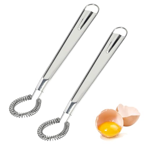2 Pcs Mini Fouet Cuisine Acier Inoxydable, Petit Fouet Cuisine, Mini Fouet À Spirale, Ustensiles De Cuisine Inox, Mélangeur De Sauce À Main, Pour...