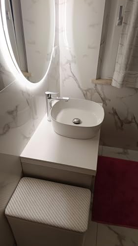 Top para lavabo de mármol y resina Vulcano L 70x51 cm, encimera beige Ral 1013 6