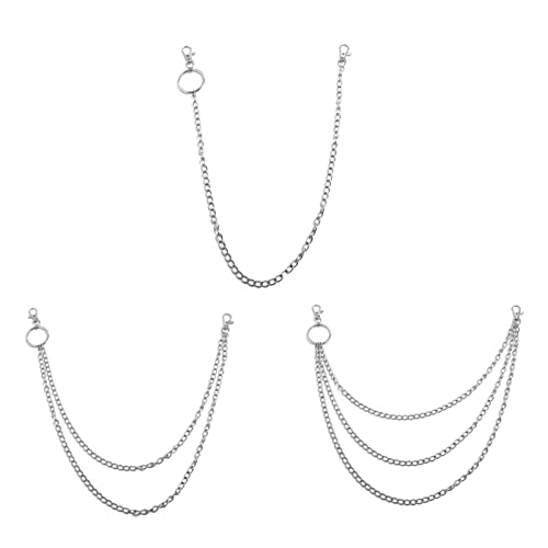 3 PCS Jeans Chains Pocket Chain Wallet Belt Chains Silver Pants Chain Hip Hop Pants Keyring Punk Rock Hip-hop Jeans Biker Wallet Trousers Chains for Men Women