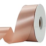 Rose Gold Ribbon 1-1/2 Inch x 50 Yards Satin Ribbon Single Face Ribbon for Crafts, Gift Wrapping, Floral Bouquet, Weddings, and Decorations, with Spool
