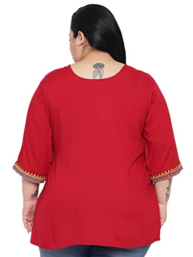 Image of Indietoga Women's Plus Size Rayon Embroidery Tops (2XL to 7XL)