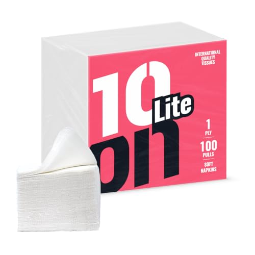 Image of 10on Lite Soft Tissue Paper Napkin, 100 Pulls -1 Ply, Size 27x 30cms -Ultra Soft & Absorbent