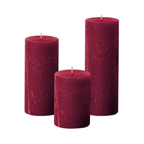 Simply Soson Burgundy Pillar Candles Set Cover
