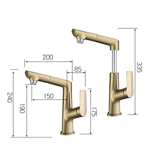 Mitigeur de lavabo extractible et réglable en hauteur noir pour salle de bain - 4