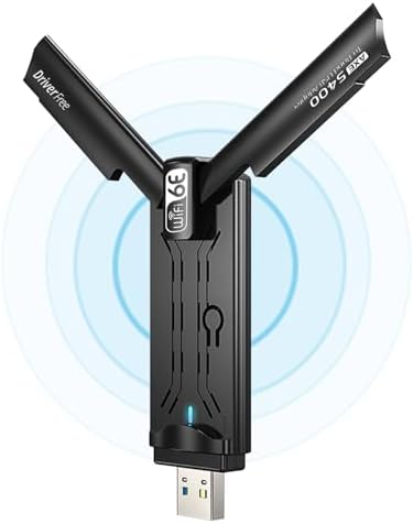 NEWFAST Chiavetta WiFi 6E USB 5400Mbps Con Antenne 180° – Tri-Band 6/5/2.4GHz, Windows 11/10, USB 3.0, MU-MIMO, OFDMA, WPA3 (NF-U353)