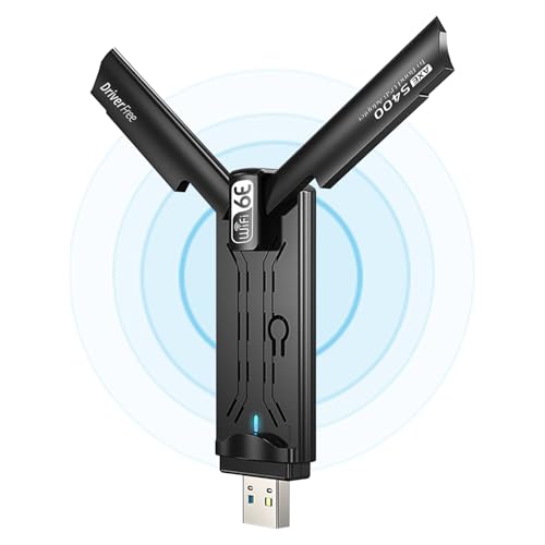 5400Mbps WiFi 6E Adapter USB 3.0 Network Adapter for PC - Desktop Driver Built-in Wireless Gigabit with Tri-Band 2.4G/5G/6G WPA3 Encryption MU-MIMO OFDMA Support Windows 11/10