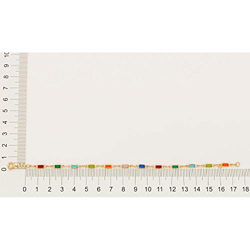 Pulseira Rommanel Banhado Ouro Fio Com Cristais Coloridos 550668