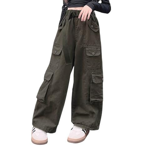 Betadog Girls Wide Leg Jeans Girls Wide Leg Pants Loose Fit Pants for Girls Kids Trousers Casual Beach 6-14Y2