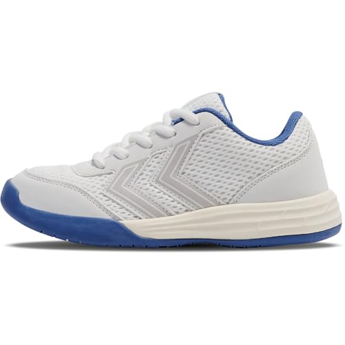 hummel MULTIPLAY Flex LC Junior Sportschuhe, Synthetik, Weiß-Blau, Schnürung (Riverside, EU Schuhgrößensystem, Erwachsene, Numerisch, M, 38)