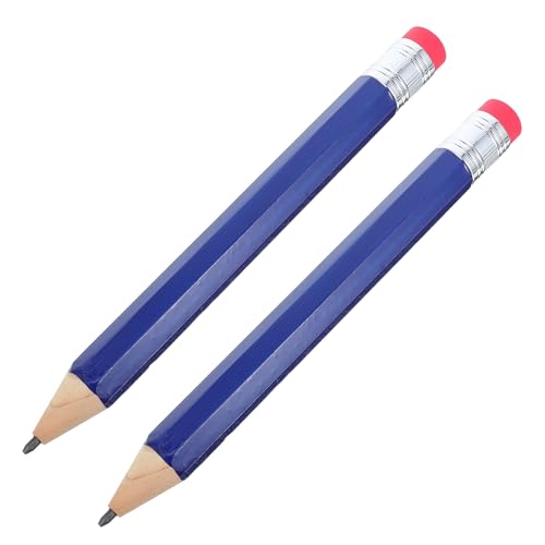 UTHCLO 巨大木製鉛筆 2本:ジャンボ鉛筆 おもしろい大きなノベルティ キャップと消しゴム付き 長さ15.33インチ 子供 教師用 - オフィス・学校用品 (ブラックリフィル)