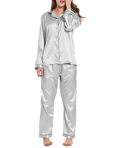 GAESHOW Womens Silk Pajamas Set Satin Pajamas Long...