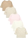 TupTam Baby Mädchen Langarm Wickelshirt Baumwolle 5er Set, Farbe: Braun_Blumen_Beige, Größe: 56