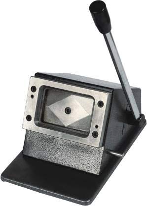 Heavy Duty PVC ID Card Die Cutter Full Metal Body Round Corner Metal Grip Corner Paper Cutter (Set of 1, Black, Grey)