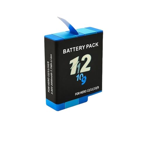 Batería de 2000 mAh Compatible con GoPro Hero 9, 10, 11 y 12 con Cargador rápido.(1PCS Battery)
