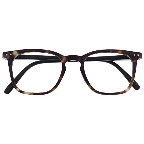 OPULIZE Bex Gafas de Lectura Montura de Diseño Cuadrada Grande Marrón Carey Mate Lentes Resistentes a Arañazos Bisagras de Muelle Unisex Hombre R64-2 +1.50