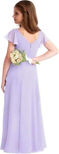 Chiffon V-Neck Prom Dress with Ruffles Junior Bridesmaid Dresses for Teen Girls Wedding & Party3