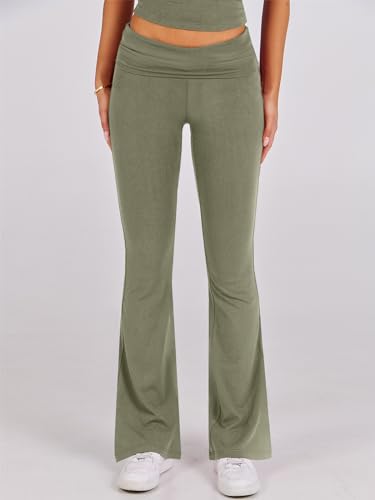 ANRABESS Conjuntos de 2 peças para mulheres loungewear conjuntos dobráveis ​​yoga flare leggings cal