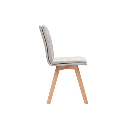 Sedia Scandinava Tessuto Naturale Gambe Legno Chiaro Set Di 2 Thea - 4