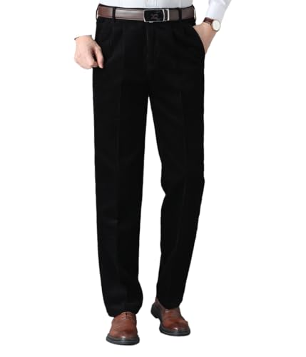 Men's Classic Fit Corduroy Dress Pants, High Waist Pleated