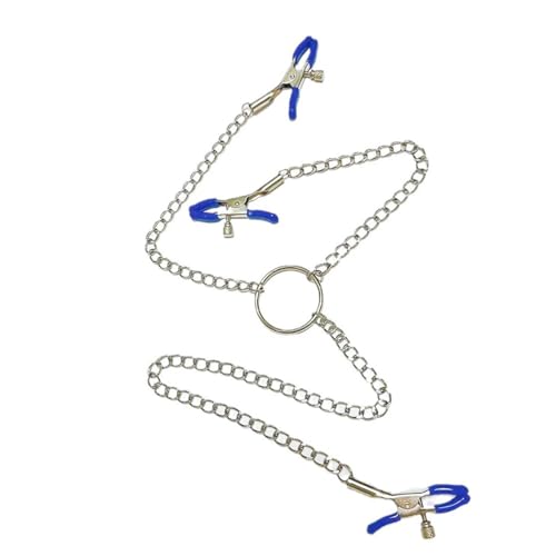 Nipple Chain Clip Clamps for Women Stainless Steel Body Clamps Adjustable Non-Piercing Body Chain Clip Jewelry (Blue)
