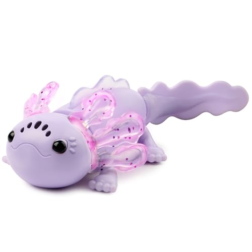 Fingerlings Interactive Baby Axolotl, Auggie (Purple), Swims & Lights Up
