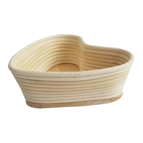 LOEFLIFA Cestino per Lievitazione Pane Cuore in Naturale con Coperchio Strumento per Lievitazione e Cottura Impasti Antiaderente per Pane Fatti in Casa