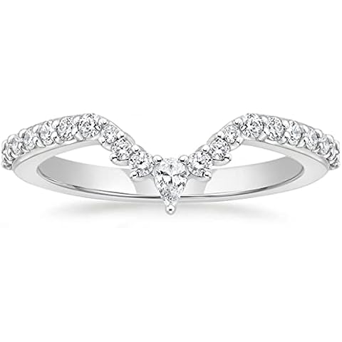 Mameloly Wedding Bands for Women Pear & Round Shaped Stackable Cubic Zirconia Half Eternity CZ Curved Engagement Rings for Her Size 7 Cover