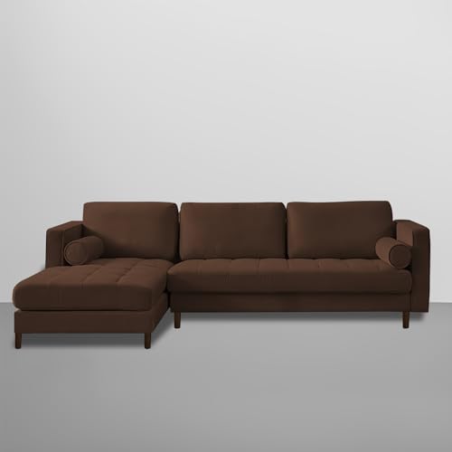 Image of Lezra LHS 4 Seater L Shape Sofa Set for Living Room (Brown Fabric) Premium Fabric Sofa