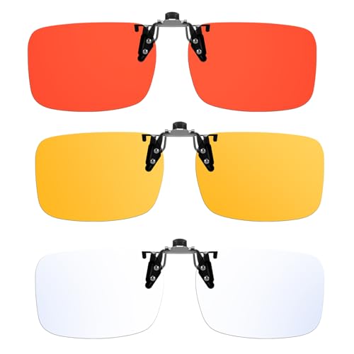 Trysee 3Pack Blue Light Clip Ons for Glasses for Men Women Blue Light Blocker Fit Over Computer Glasses TS309