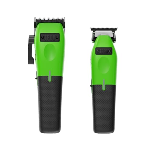 Image of TPOB Play Barber Hair Clippers for Men 7500 RPM with Rubber Grips (Green 2 Set)