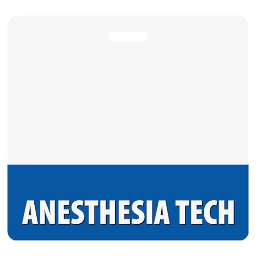 Anesthesia Tech Badge Buddy Horizontal Cobalt Blue Heavy Duty 1 Pc - Spill & Tear Proof Cards - 2 Sided USA Printed Quick Role Identifier ID Tag Backer by BadgeZoo