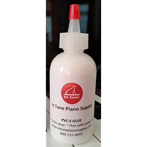 in Tune Piano Supply PVC-E Glue 2 oz Bottle for Piano Keytop Installation Cover