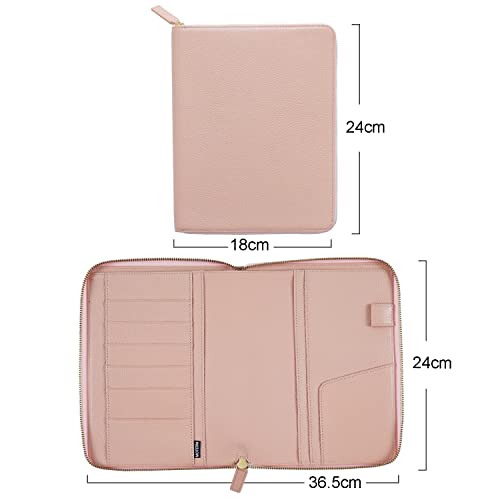 Moterm Zippered Leather Cover For A5-Notebooks - Fits Hobonichi Cousin, Stalogy And Midori Md Planners (Pebbled-Dusty Rose) #TOP1