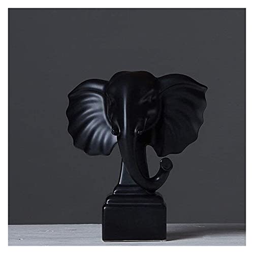 HANDIYA Sculpture Artisanale Abstrait éléphant Statue céramique Sculpture Maison décoration Artisanat de Bureau décoration Buste figueur de Bureau décoration de Bureau Cadeaux (Color : Black)