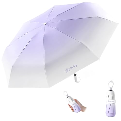 Image of PALAY Mini Sun Umbrella UPF 50+ Sun Protective Sun Umbrella with Black Liner 6 Strong Ribs Design Fashion Outdoor Folding Umbrella Travel