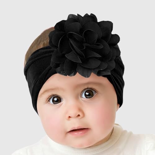 Image of SYGA PACK OF 12Headbands Nylon Flower Soft Stretchable Hairband for Newborn Infant Toddler Kids For 0-3 Year (Multicolor)