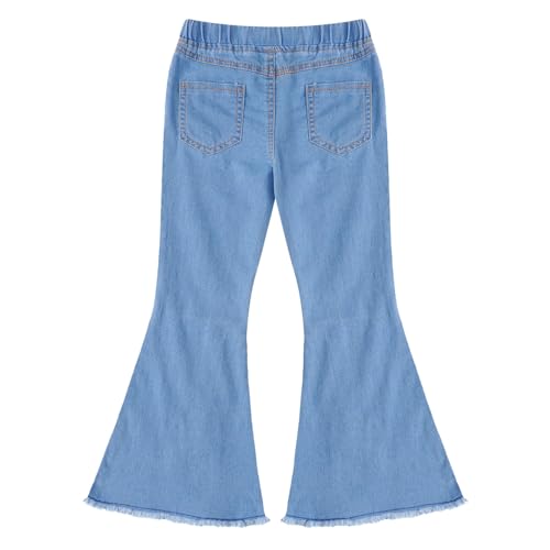 Loyan Girls Elastic Waist Denim Pants Raw Hem Flared Leg Jeans Stretchy Leggings Fashion Trousers Bell Bottoms4