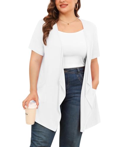 Image of TIANZHU Plus Size Cardigan for Women Lightweight Short Sleeve Summer Dressy Light Cardigan