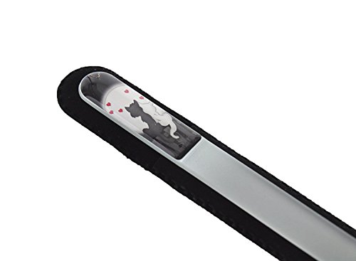 Czech Crystal Glass, Cat Love 3D Logo-print Design, 5.32 Inches, Nail File with Protective Sleeve