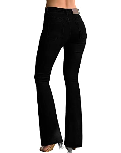 roswear Women's Trendy Stretchy Flare Jeans Mid Rise Bootcut Curvy Denim Pants2