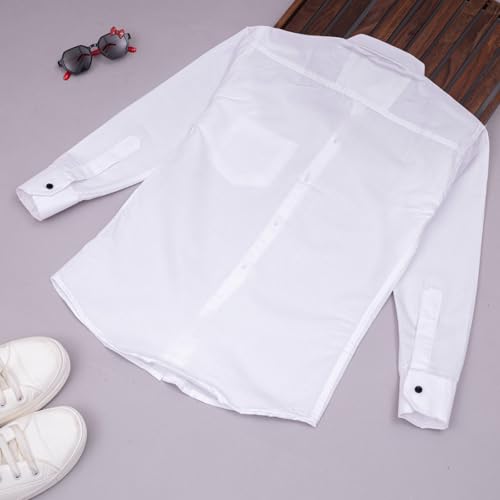 Image of Vikita Enterprise Kid Boy's Cotton Solid Shirt with Spread Collar Neck Full Sleeves Button Closure Curved Length and One Pocket | Shirt For Kids Boys