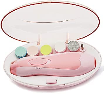 MIHAR ESSENTIALS Electric Baby Nail Trimmer New Born, Baby Nail Cutter, Nail Polish Grooming Kit Safe for Infant Toddler Kids or Women, 6 Grinding Heads (PINK)