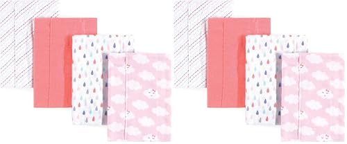 Image of Luvable Friends Unisex Baby Cotton Flannel Burp Cloths, Girl Clouds, One Size (Pack of 2)