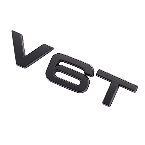 Image of V6T Emblem 3D Metal Badge Car Hood Truck Door Side Fender Rear Trunk Emblem Sticker Decals for RS Sline V6T S3 S4 S5 S6 S7 S8 A4L A5 A6L A3 A4 A7 Q3 Q5 Q7 (Black)